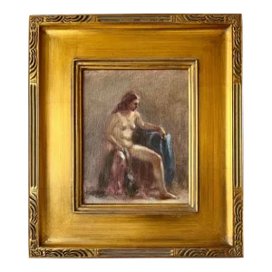 American Impressionist Oil Painting of a Seated Female Nude by Catherine Winslow