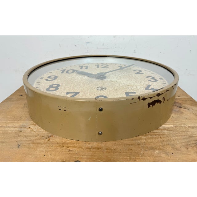 Brown Large Brown Industrial Factory Wall Clock from Chronotechna, 1950s For Sale - Image 8 of 18
