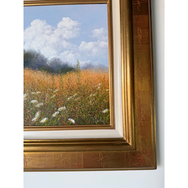 2003 Patrice Marchal “Marguerites” French Wildflower Landscape Oil on Canvas Painting, Framed For Sale - Image 9 of 12
