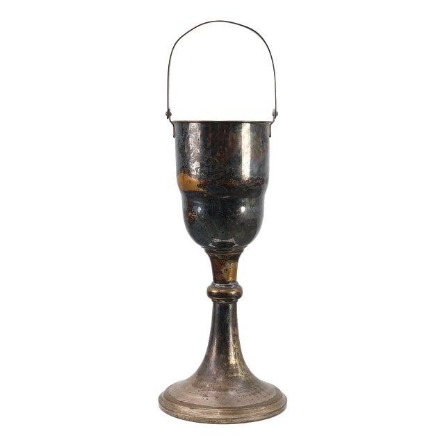 Art Deco Silvered Copper Champagne Bucket on Stand, France, 1910s For Sale