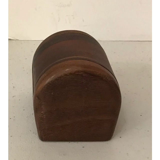 Love this hand made wooden walnut trinket box with rounded top. Signed by artist on bottom.