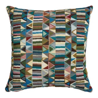 Schumacher Bizantino Quilted Weave 22" Pillow In Peacock For Sale
