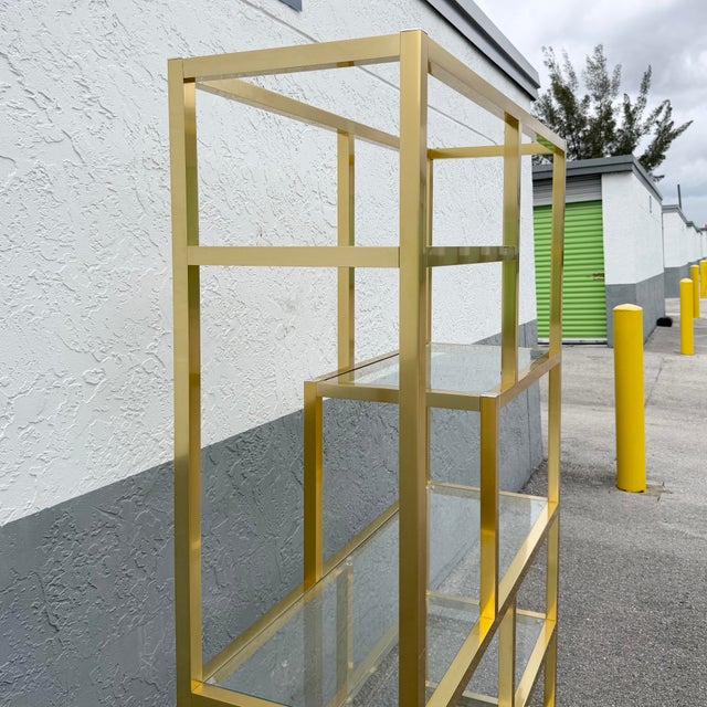Metal Hollywood Regency Gold and Glass Etagere/Shelving Unit For Sale - Image 7 of 12