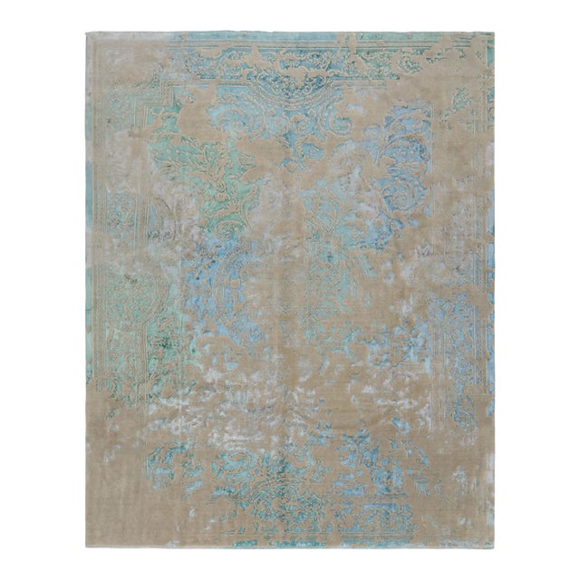 Rug & Kilim’s Modern Classics Rug in Beige-Brown & Blue With Floral Patterns For Sale