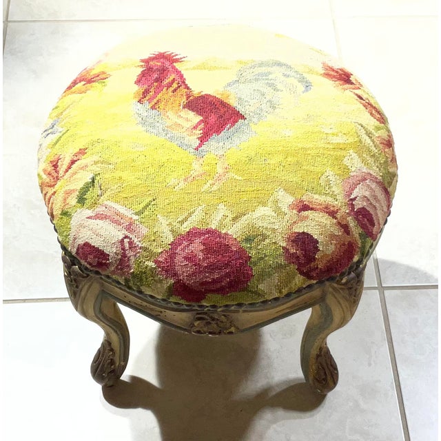 One Of A Kind ,character-rich vintage footstool featuring a charming hand-made French tapestry top. Expertly crafted for...