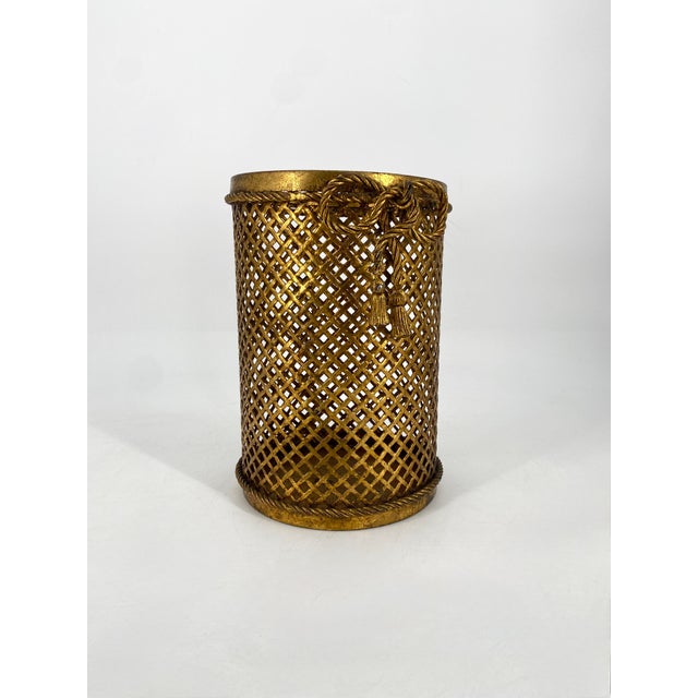 Gold Wastebasket or Umbrella Stand from Li Puma, Florence, Italy, 1960s For Sale - Image 8 of 8