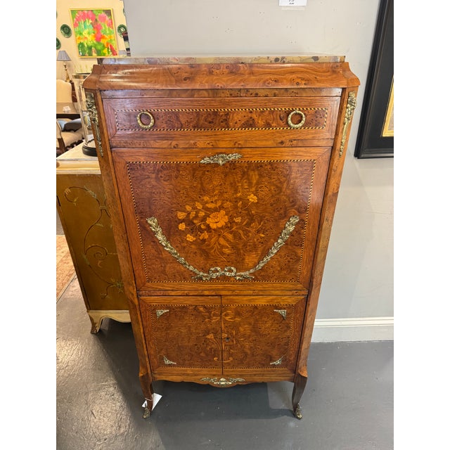 Early 20th Century Antique French Louis XVI Style Marquetry Secretary Desk For Sale In Boston - Image 6 of 7