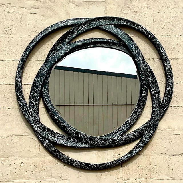 Contemporary Vintage 80s Monumental Splatter Paint Rings Mirror For Sale - Image 3 of 10