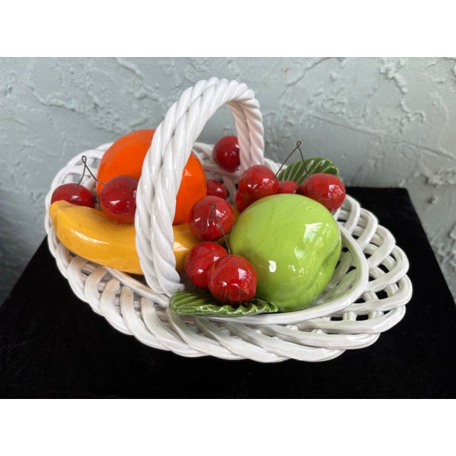 Vintage Italian Bassano Ceramic Fruit Basket Centerpiece – Hand Painted Majolica Italian Kitchen Decor For Sale - Image 10 of 10