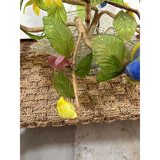 Up for consideration is a beautiful glass floral lamp centerpiece. This would look lovely in your home and it is a great...