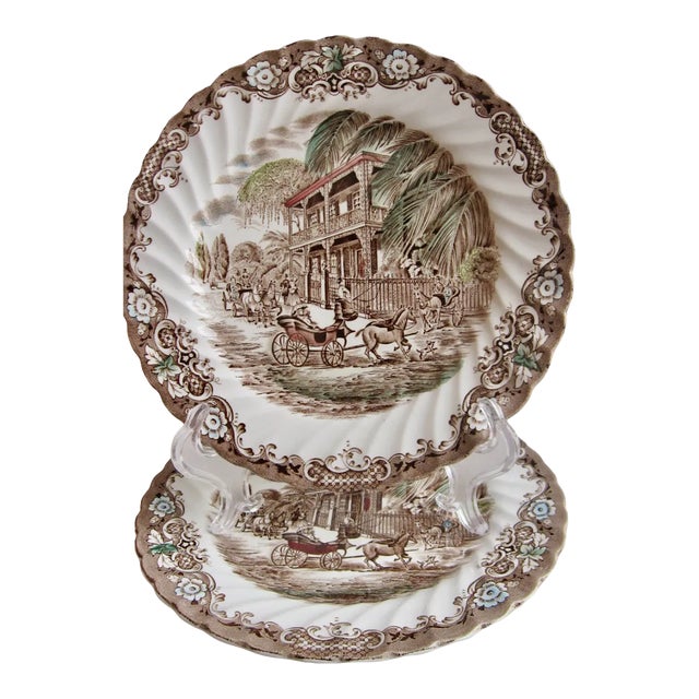 1980s Johnson Bros Heritage Hall French Provincial New Orleans Home Salad Plates- Set of 2 For Sale