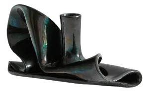 Freeform Metallic Glazed Folded Studio Pottery Candle Holder, 1930s