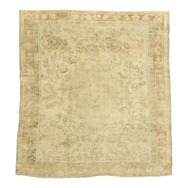 Antique Turkish Oushak Rug - 11'03 X 12'01 For Sale