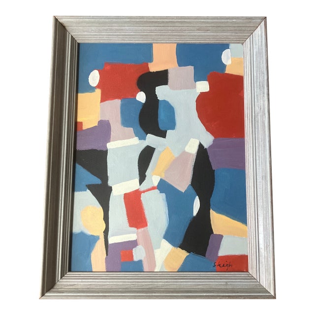 Contemporary Original Stephen Heigh Abstract Painting “Summer Approaching “ Vintage Mid Century Frame For Sale