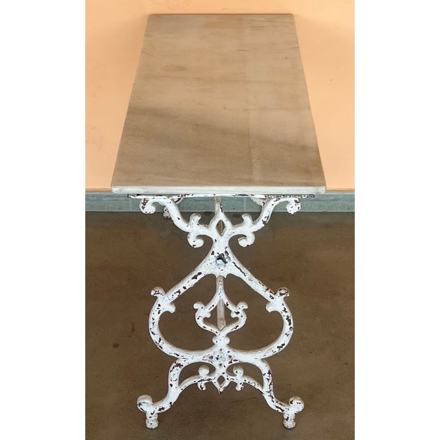 French Solid Cast Iron French Scrolling "Butterfly" Coffee Table With Marble Top For Sale In Miami - Image 6 of 8