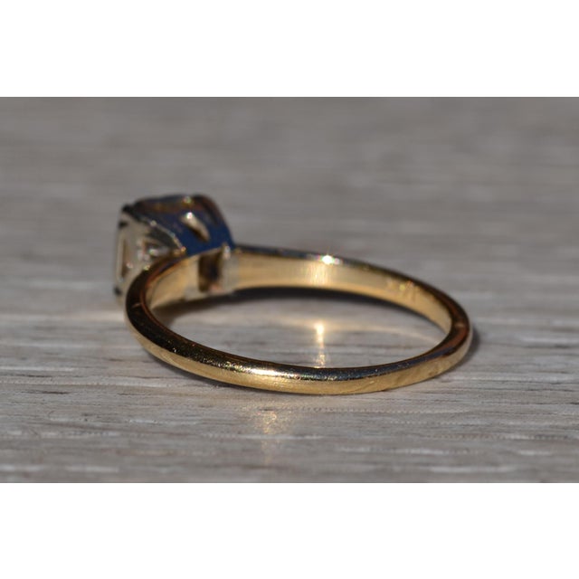 Mid 20th Century Antique Retro Era Two Tone Engagement or Promise Ring with Transitional Cut Diamond For Sale - Image 5 of 10