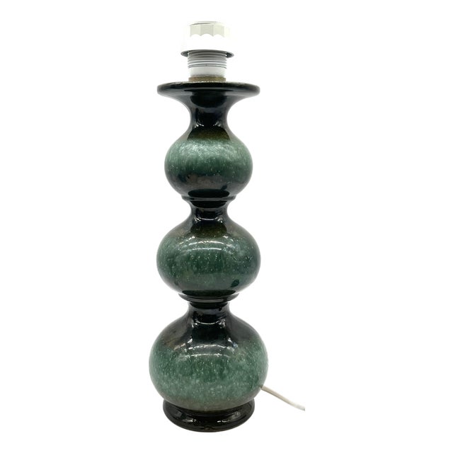 Space Age Table Lamp with Large 3-tier Ceramic Lamp Base in Emerald Green from Kaiser Leuchten For Sale