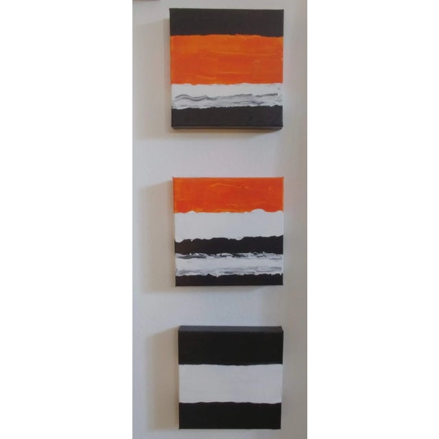 Abstract Orange Black and White Acrylic Paintings - Set of 3 For Sale In Orlando - Image 6 of 6