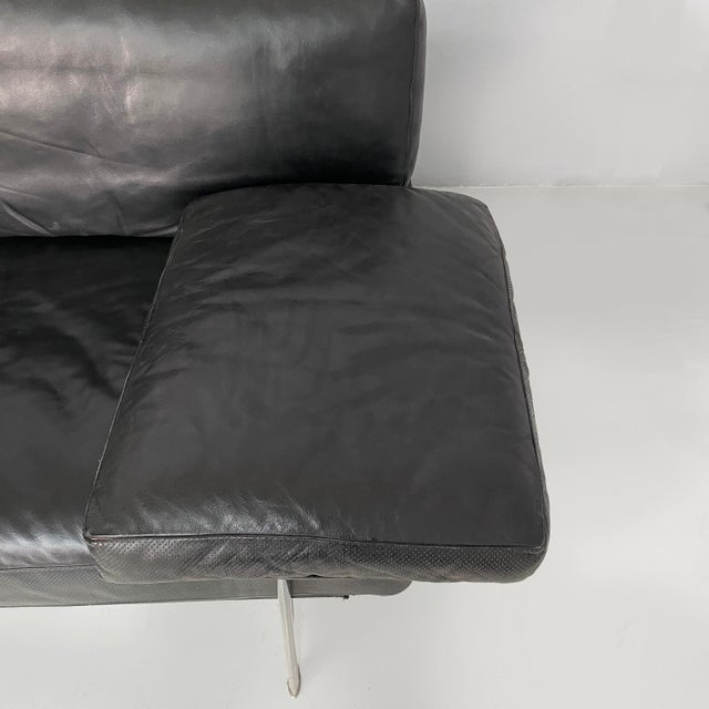 Italian Modern Black Leather Sofa by Antonio Citterio and Paolo Nava for B&B Italia, 1980s For Sale - Image 11 of 18