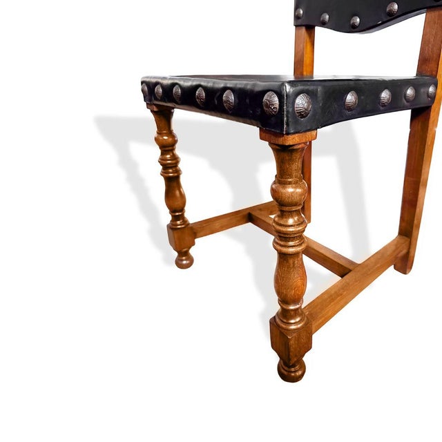 Vintage Portuguese Oak 18th Century Style Dining Chairs C1970s, Set of 10 For Sale In San Diego - Image 6 of 8