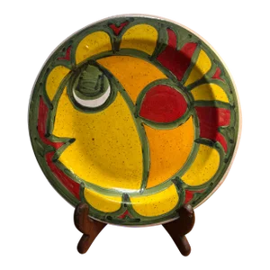 Late 20th Century Giovanni DeSimone Ceramic Fish Plate Made in Italy With Stand