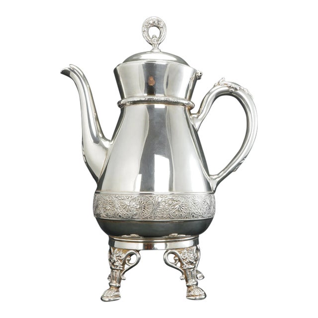 Large Victorian Silver Plate Coffee Pot Circa 1870 For Sale