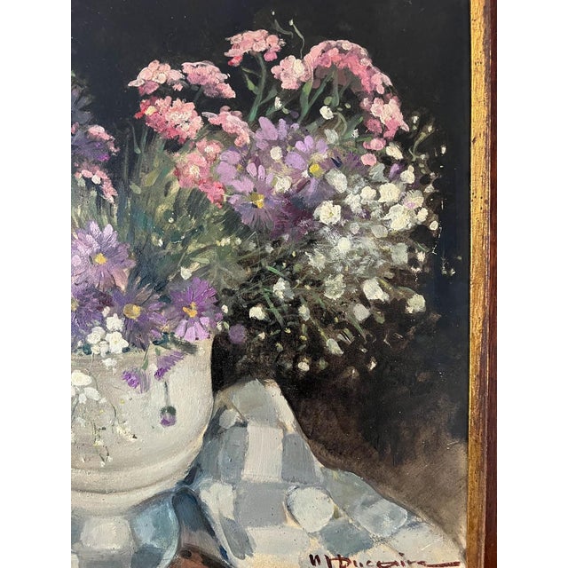 1940s Maryse Ducaire-Rogue French Floral Bouquet Oil Painting For Sale - Image 5 of 7
