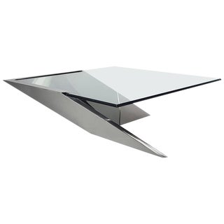 Brueton J. Wade Beam Cantilevered Stainless Steel Coffee Table For Sale