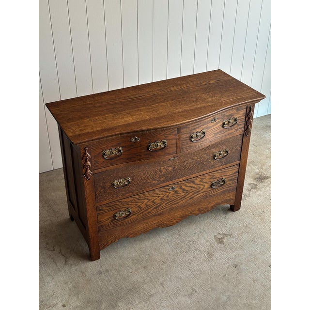 Antique Oak Serpentine Chest of Drawers, C. 1880 For Sale - Image 11 of 18