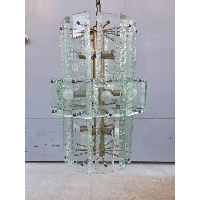 Metal Chandelier in Crystal from Fontana Arte, Italy, 1950s For Sale - Image 7 of 14