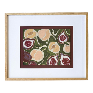 "Apricots & Figs" Abstract Fruit Painting, Framed