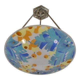 French Art Deco Pendant Light by Loys Lucha - 1930 Chandelier France For Sale