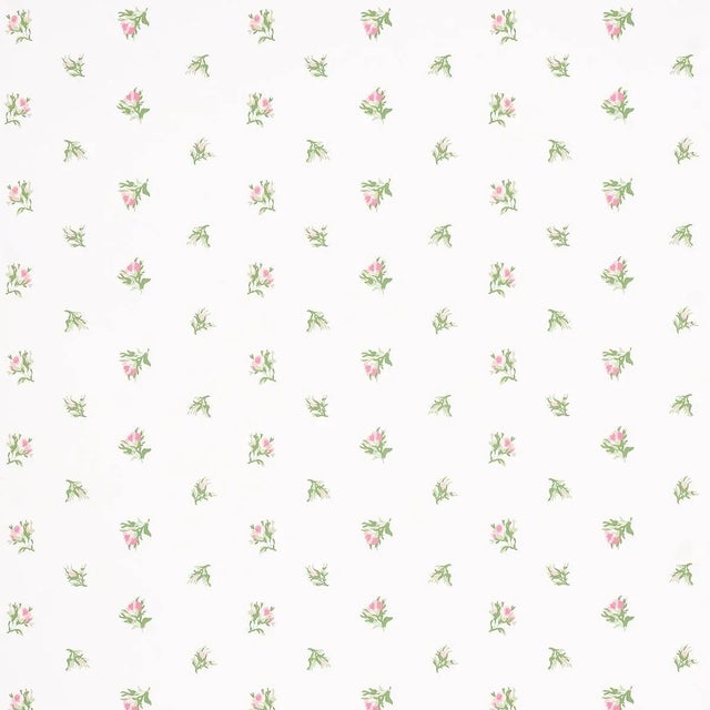 Sample - Schumacher Margie Floral Wallpaper in Rose For Sale
