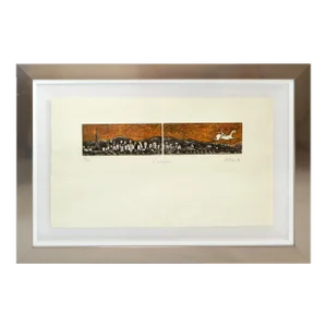 Chrome Framed French Artist Signed Lithography Etching 1998 Eiffel Tower Paris