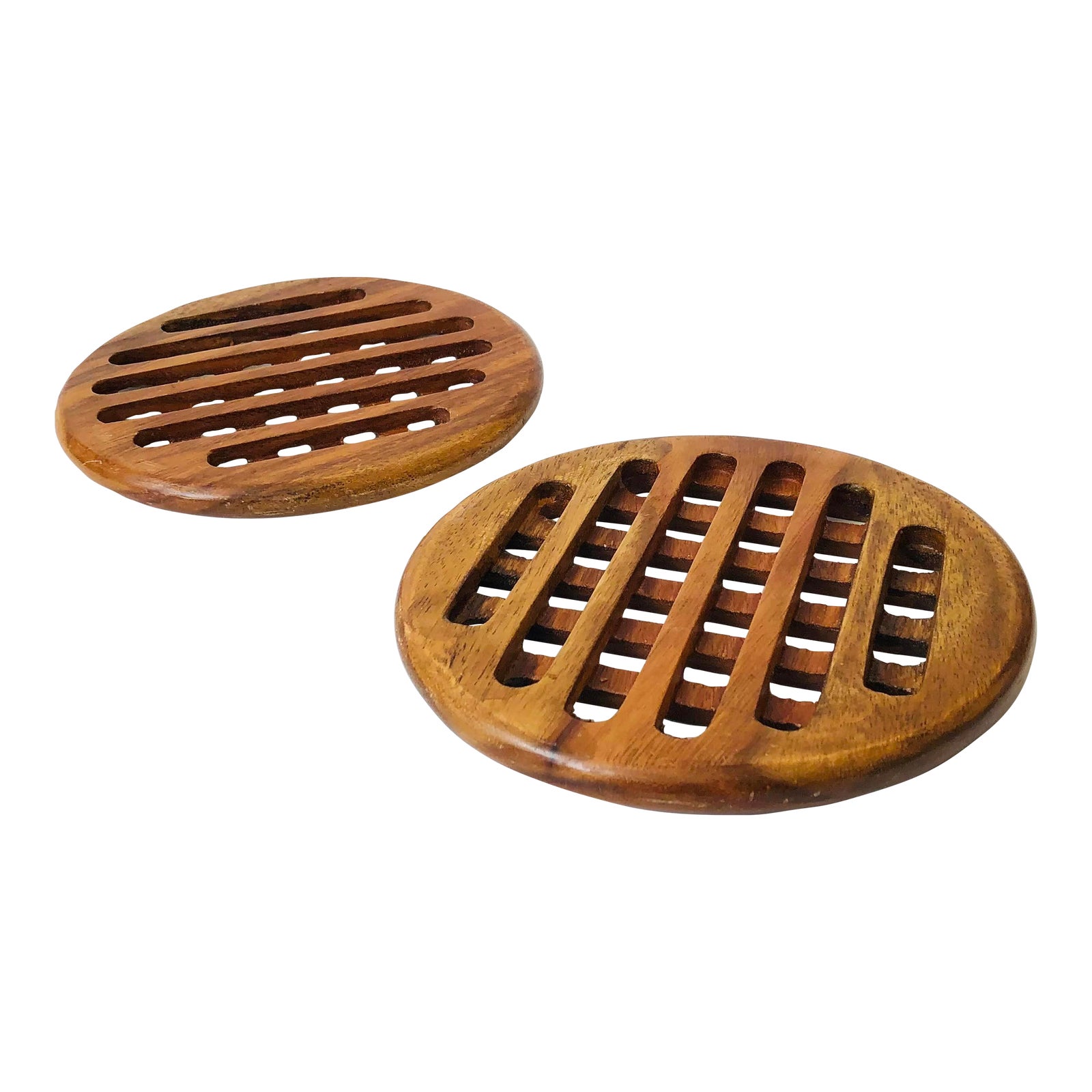Pair of Mid Century Wood Trivets Chairish