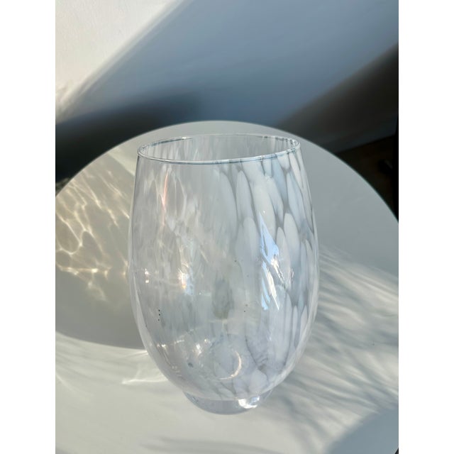 Cenedese Murano Italian White Speckled Murano Glass Vase Mid Century Modern For Sale In New York - Image 6 of 10