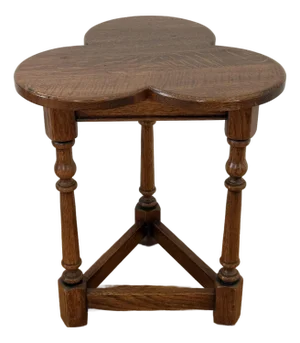 Midcentury English Oak Clover Cricket Table