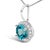 Contemporary 10K White Gold Blue Topaz and 1/10 Cttw Diamond Accent Halo Pendant Necklace For Sale - Image 3 of 5