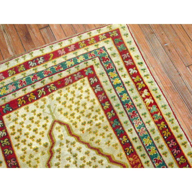Early 20th Century Antique Zabihi Collection Turkish Ghiordes Prayer Rug - 3'8" x 5'4" For Sale - Image 5 of 10