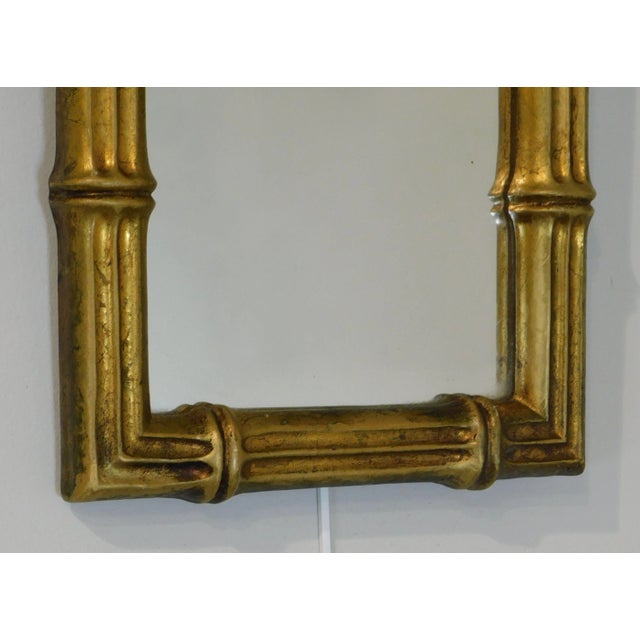 Glass Hollywood Regency Vintage Faux Bamboo Gilt Frame Mirror For Sale - Image 7 of 13