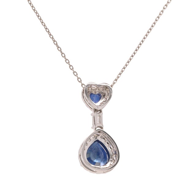 Contemporary Sapphire and Diamond Platinum Mini Pendant Necklace - Fei Liu For Sale - Image 3 of 6