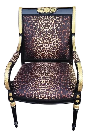 1970s Leopard French Armchair Gold Leaf Chair Furniture Animal Print