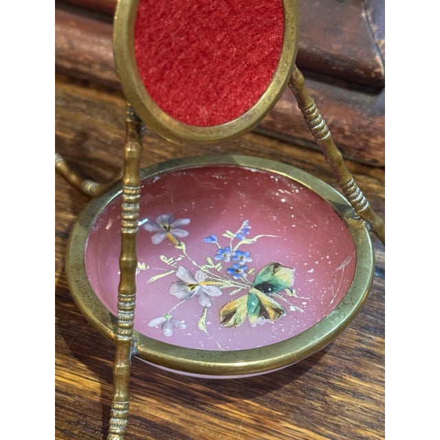 19th Century Antique 19th Century Brass & Painted Glass Jewelry Catch For Sale - Image 5 of 8
