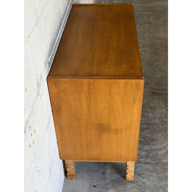 Oak 3 Drawer Dresser Chest With Brass Pulls Mid-Century Modern 1960s For Sale - Image 4 of 11