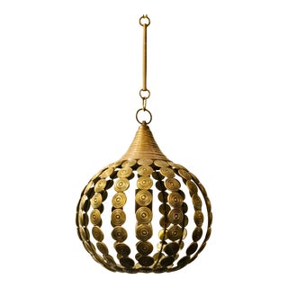 Currey & Co. Modern Geometric Antique Brass Finished Pendant Light For Sale