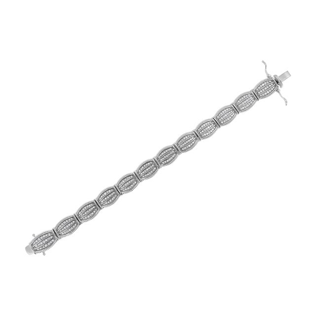 Early 21st Century .925 Sterling Silver 3.0 Cttw Prong Set Diamond Art Deco Style Tennis Bracelet - 7.25" For Sale - Image 5 of 7