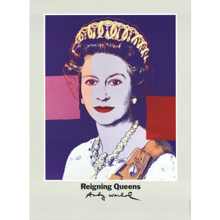 1986 Andy Warhol 'Queen Elizabeth II of England from Reigning Queens' Pop Art Purple Denmark Offset Lithograph For Sale