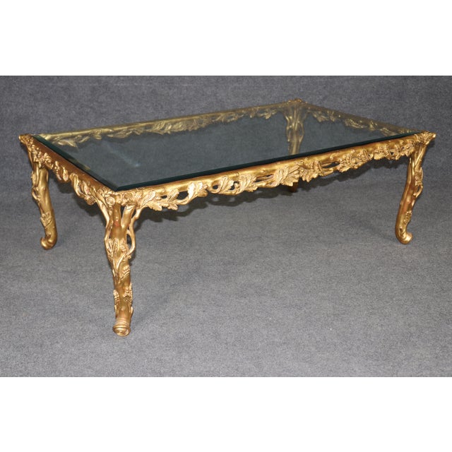 1960s Regency Style Carved Branch and Leaf Coffee Table in the Manner of Bagues For Sale - Image 5 of 12