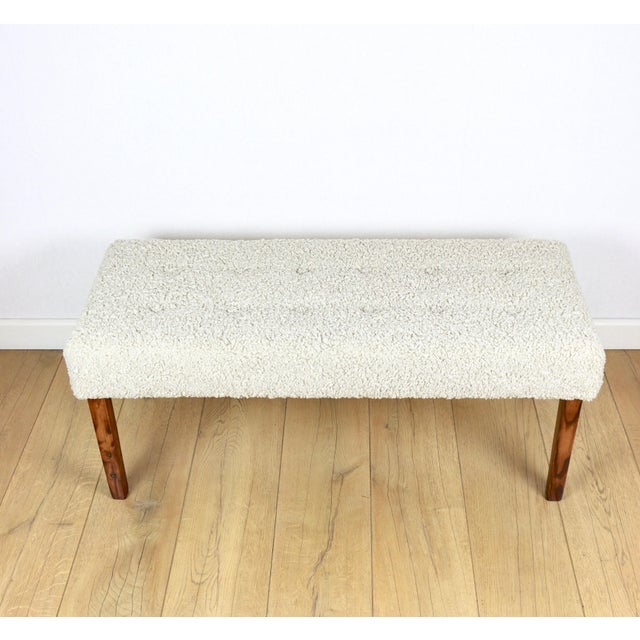Vintage Bench in Beige Boucle, 1990s For Sale - Image 4 of 9