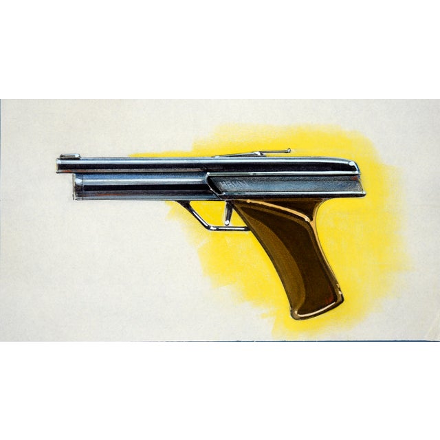 Three design-quality illustrations of Hahn (Steyr-Hahn) brand Air Pellet Pistols by Edward T. Liljenwall (American,...